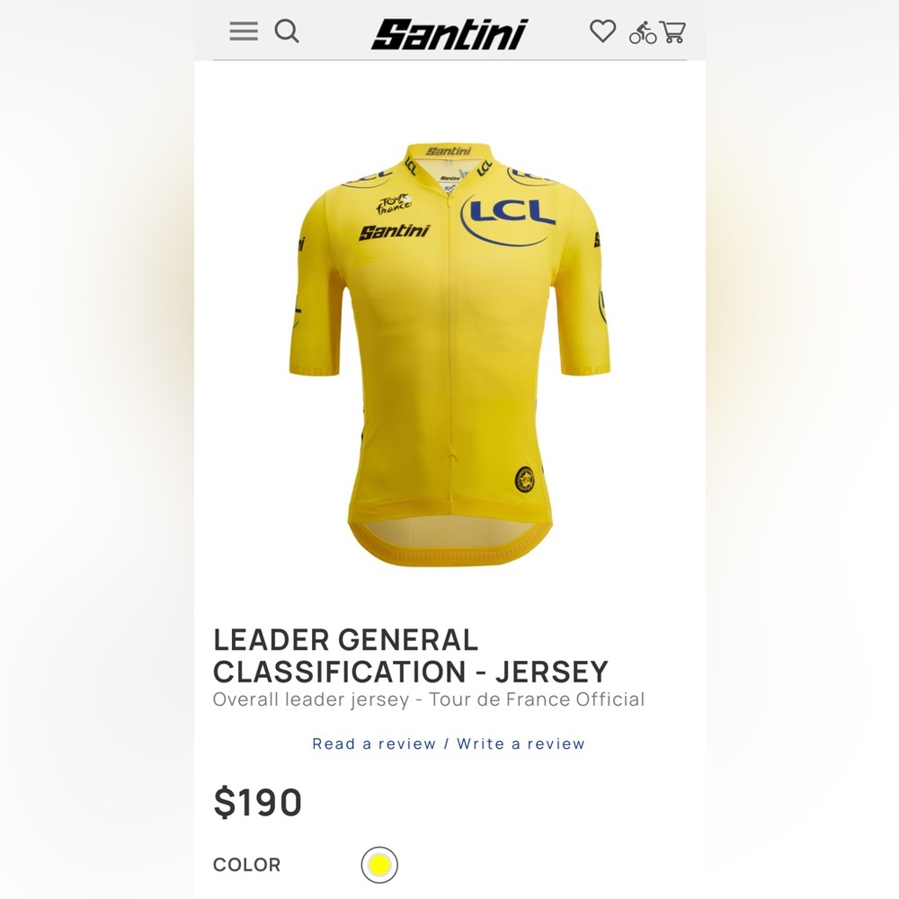 Santini Tour de France Official Overall Leader Jersey